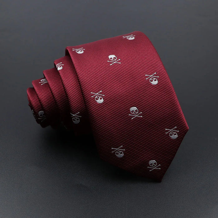 Slim Skull Ties Red Blue For Weddings And Cosplay