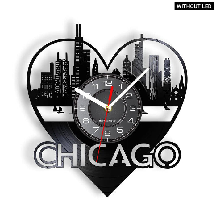 Chicago Skyline Vinyl Record Wall Clock