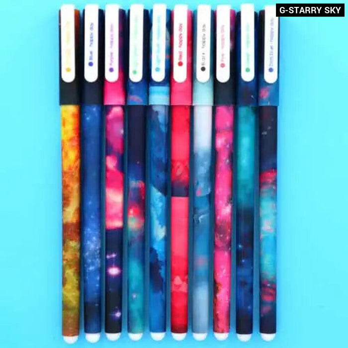 10 Piece Gel Pen Set Floral Animal Starry Designs 0.5Mm Tip