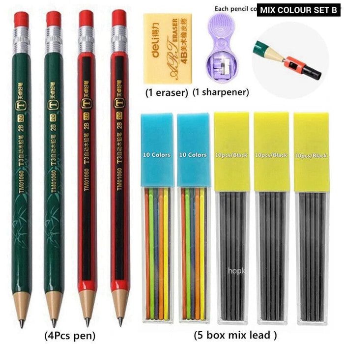 2.0Mm Mechanical Pencil Set With Sharpener And Colour Leads Stationery