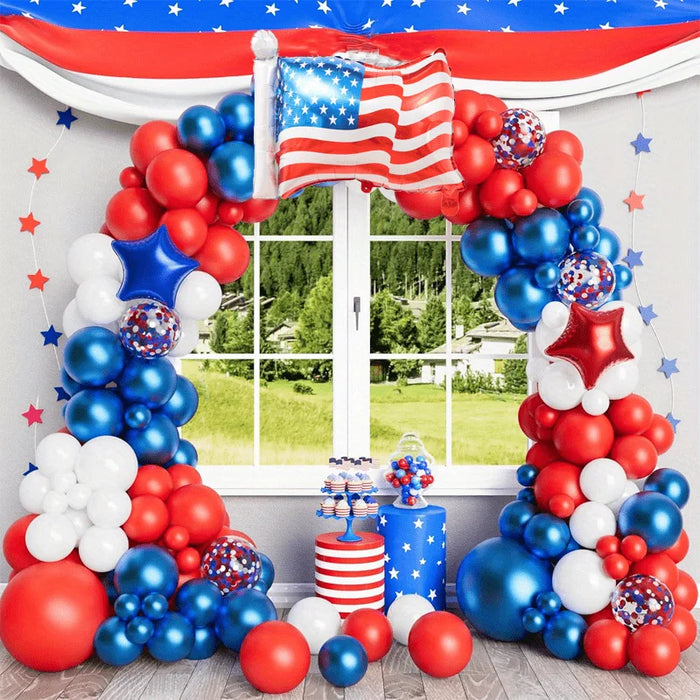 132Pcs Red White And Blue Balloon Garland Set Balloons Suitable For Graduation Party Independence Day Balloon Arch Decoration