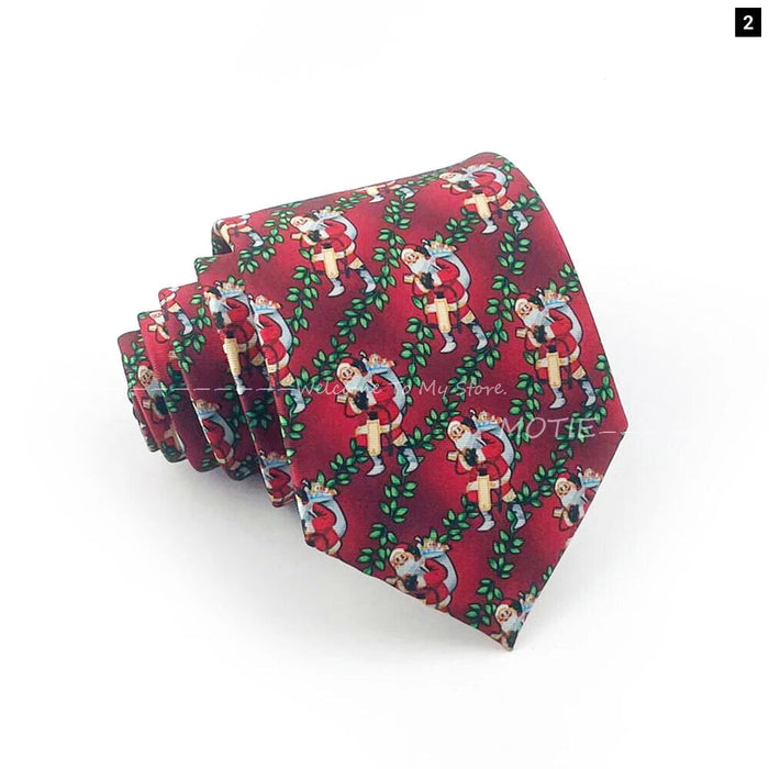 Christmas Necktie Santa Claus Green Tree Tie For Parties And Gifts