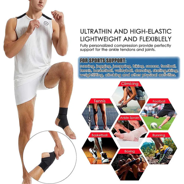 1 Pc Ultra Thin High-Elastic Adjustable Ankle Wrap For Running Football Tennis