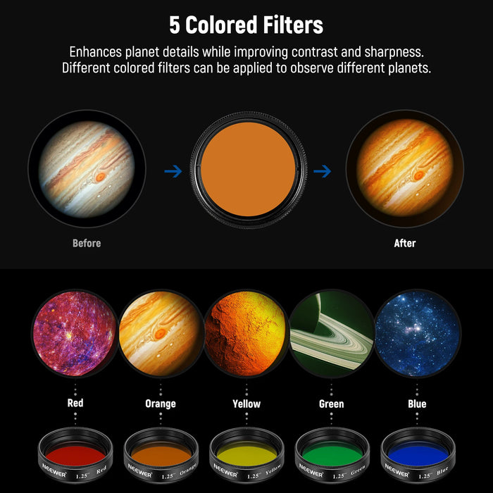 Enhance Lunar Observation With 1.25 Telescope Moon & Cpl Filter Set