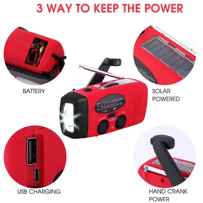 Portable Solar Hand Crank Radio With Power Bank