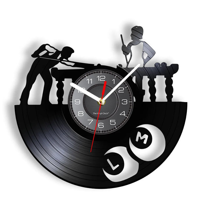 Silent Billiards Vinyl Record Wall Clock