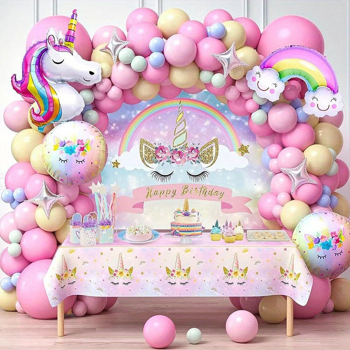 132Pcs Rainbow Unicorn Balloon Arch Wreath Kit Pink Yellow Blue Latex Balloon Colourful Unicorn Aluminum Balloon Summer Party De