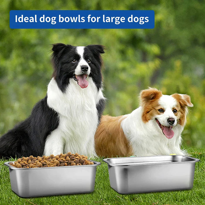 Stainless Steel Dog Bowls Durable Large Pet Water Food Bowl Wide Mouth Puppy Feeder 4.5L