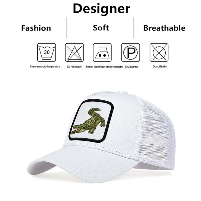 Adjustable Crocodile Embroidered Baseball Cap / Hat For Outdoor Sun Protection