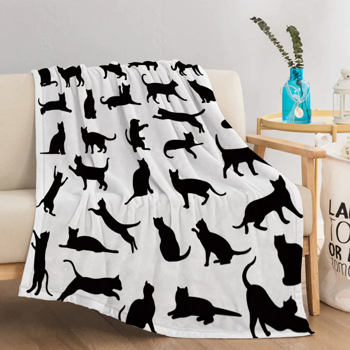 Black Cat Fleece Throw Blanket