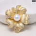 Luxury Jewelry Flower Lapel Pin With Pearl And Rhinestone