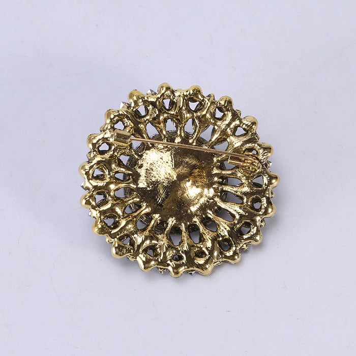 Women Brooch 7 Colour Round Crystal Badges For Clothing