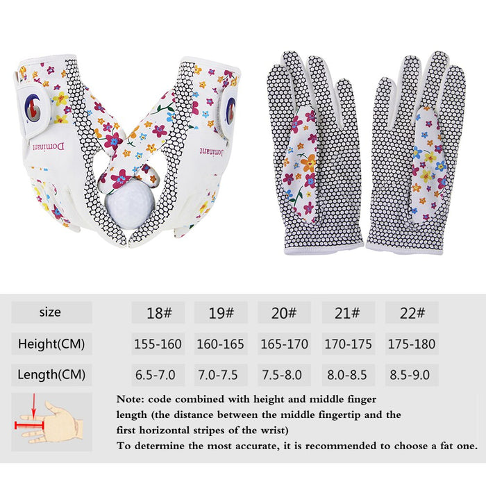 2Pcs/Pair PU Leather Soft Anti-skid Breathable Golf Gloves for Women