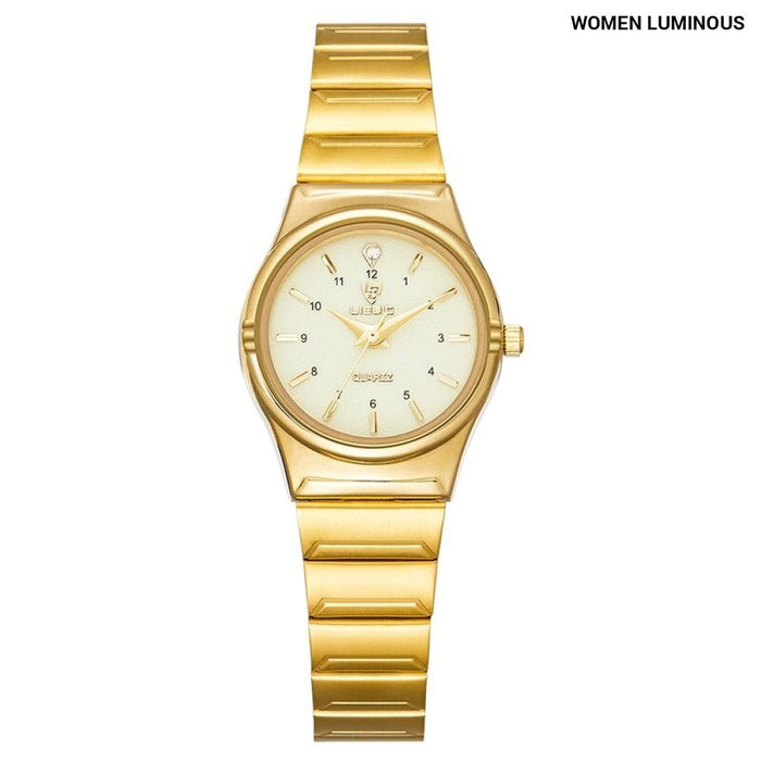 Quart Movement Women Mens Watches Luxury Stainless Steel Female Ladies Golden Wristwatch Clock