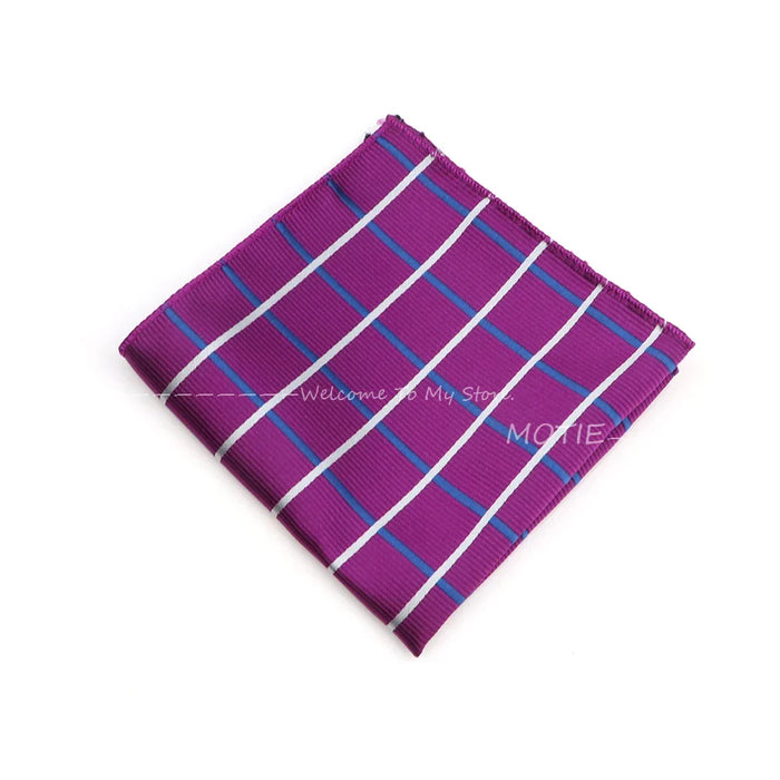 Purple Striped Handkerchief Mens Tuxedo Accessory