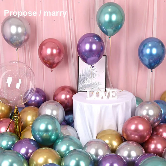 50Pcs 10 Metallic Latex Balloons Gold Silver Chrome Wedding Decor Birthday Party Supplies Globos