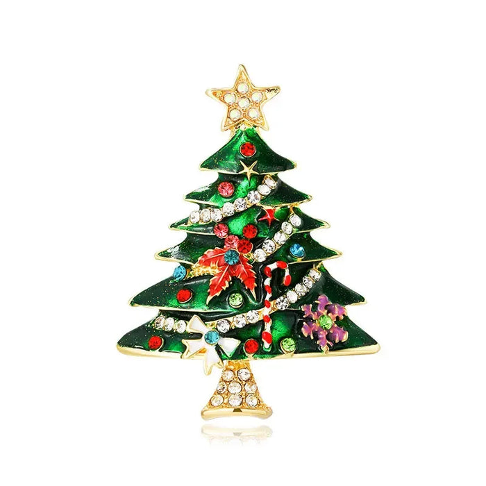 Christmas Tree Brooch With Rhinestone Lamps Luxury Jewelry