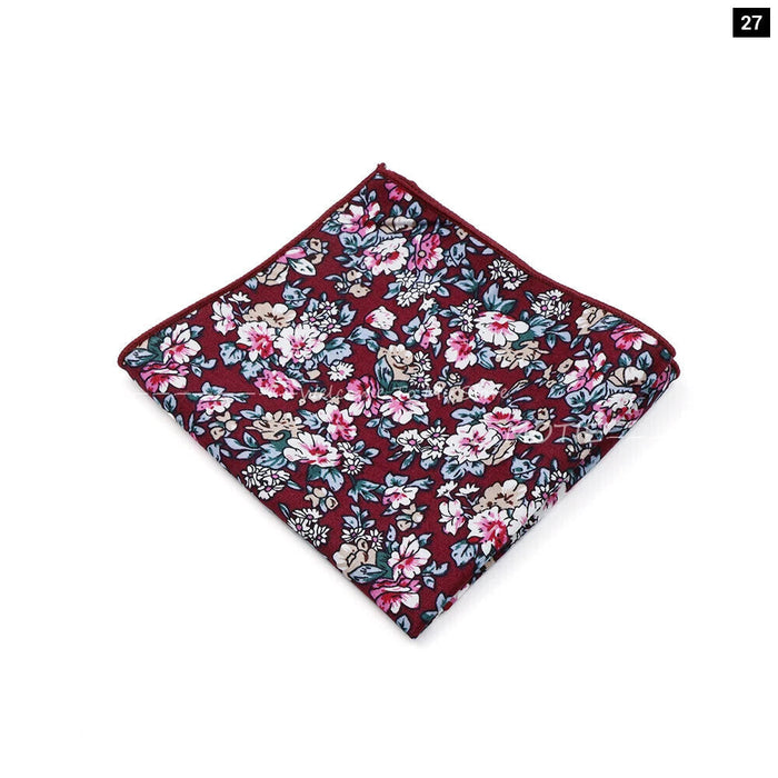 Wedding Suit Pocket Square Cotton Flower Hankerchief For Men Gift