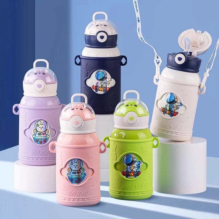 Kids Cartoon Straw Water Thermos