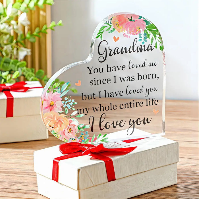 Thoughtful Acrylic Grandma Logo Heart Gift For Granddaughter And Grandson