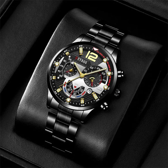 Fashion Mens Sports Watches Luxury Stainless Steel Quartz Wrist Watch Calendar Luminous Clock Men Business Casual