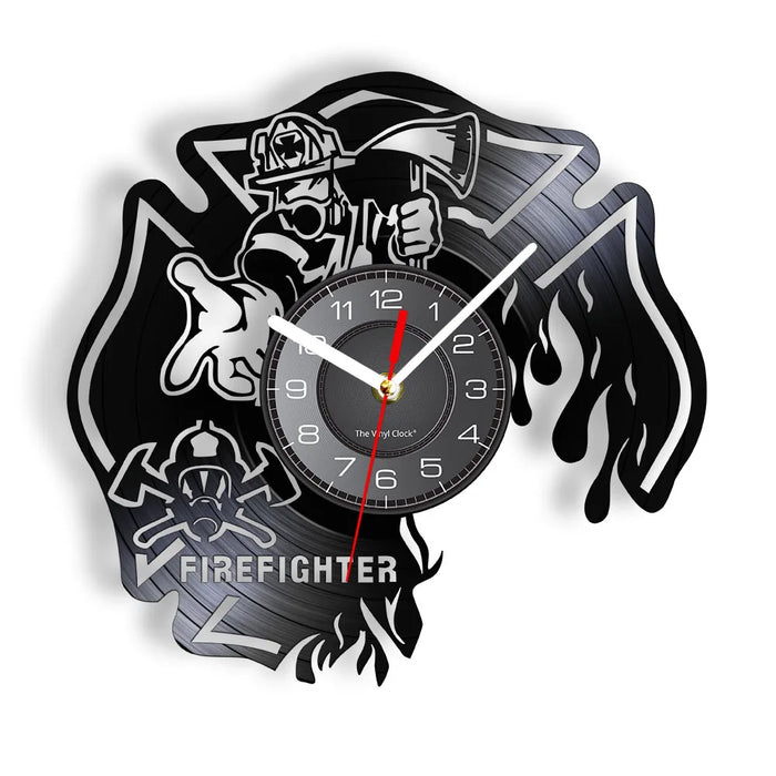 Firefighter Wall Clock With Maltese Cross Design