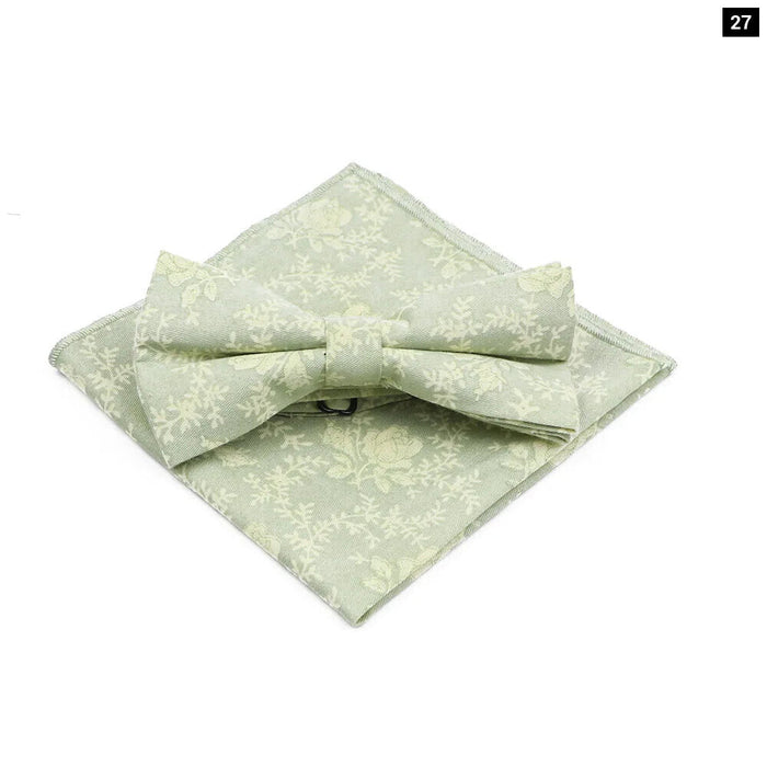 Floral Bow Tie And Handkerchief Set Mens Wedding Accessories