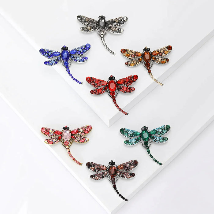 7 Colour Dragonflies Rhinestone Brooch For Women Luxury Accessory