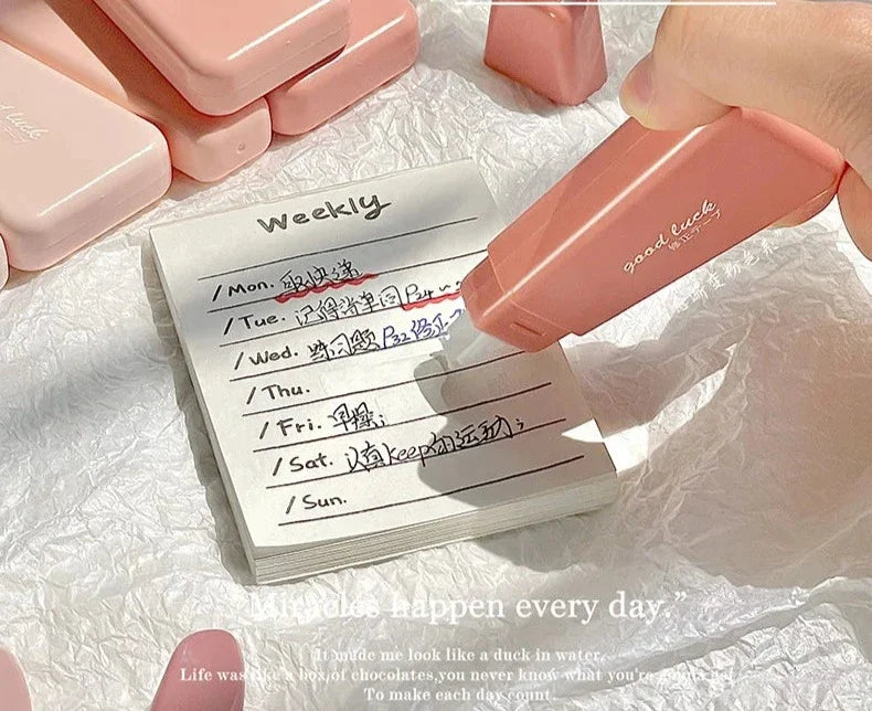 6 Piece Gradient Pink White Correction Tape Set