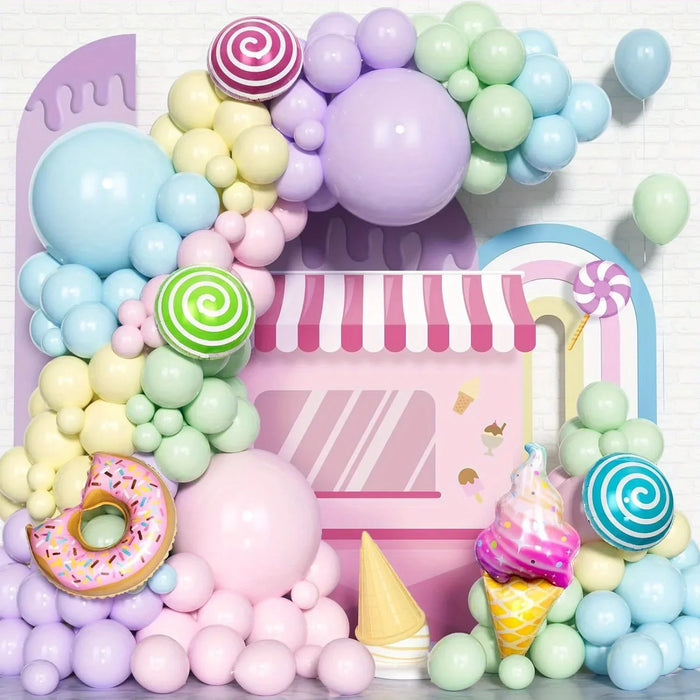 151Pcs Balloon Arch Set Ice Cream And Balloon Pop For Birthday Parties Wedding Anniversary Indoor And Outdoor Decoration