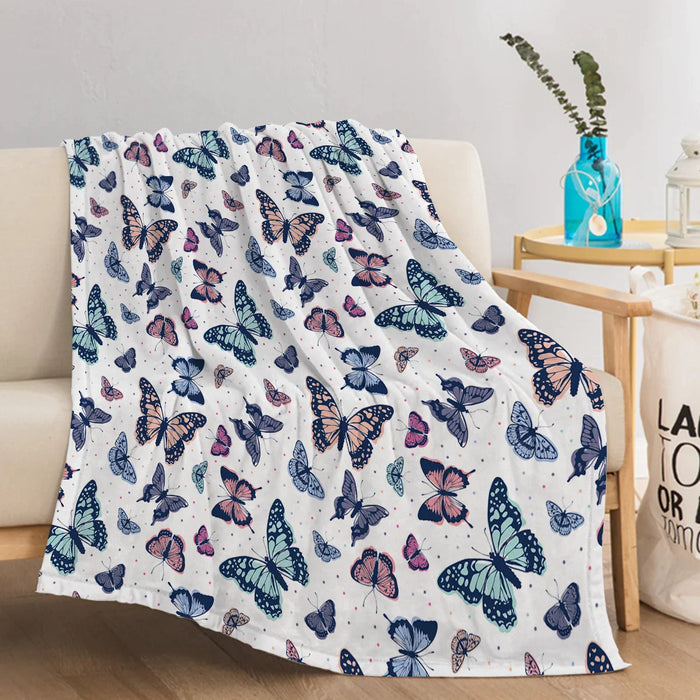 Butterfly Print Plush Throw Blanket Soft For Sofa Couch And Bed