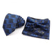 Graceful Floral Tie Set Purple Blue Pocket Square