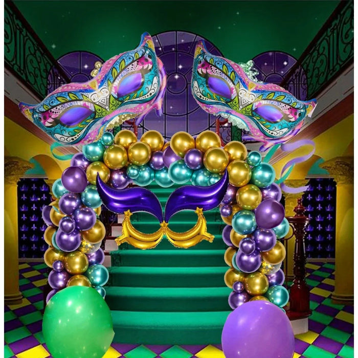 130Pcs Carnival Balloon Garland Arch Set Mask Balloon Suitable For Decorating Carnival Parties Carnival Birthdays Party Supplies
