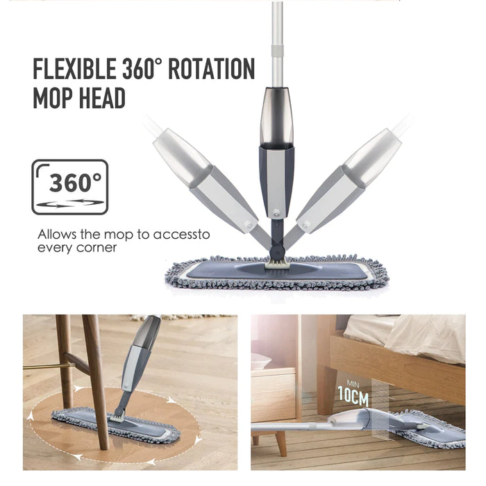 360 Degree Handle Wooden Floor Mop With Reusable Microfiber