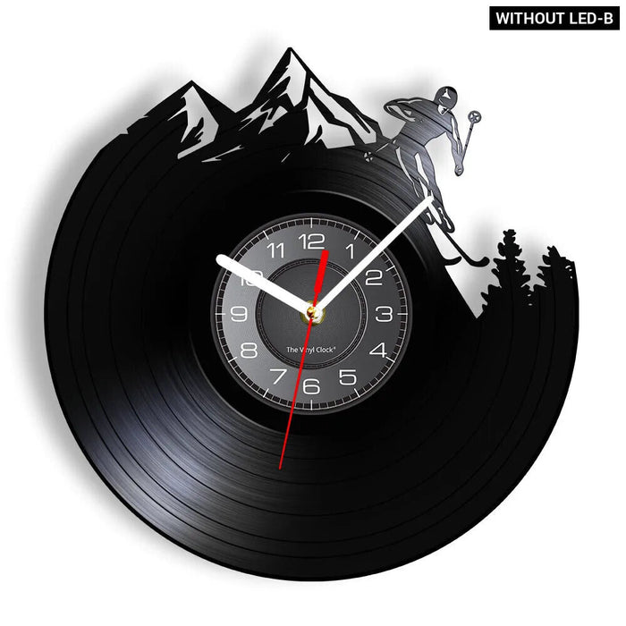 Vinyl Record Skiing Wall Clock