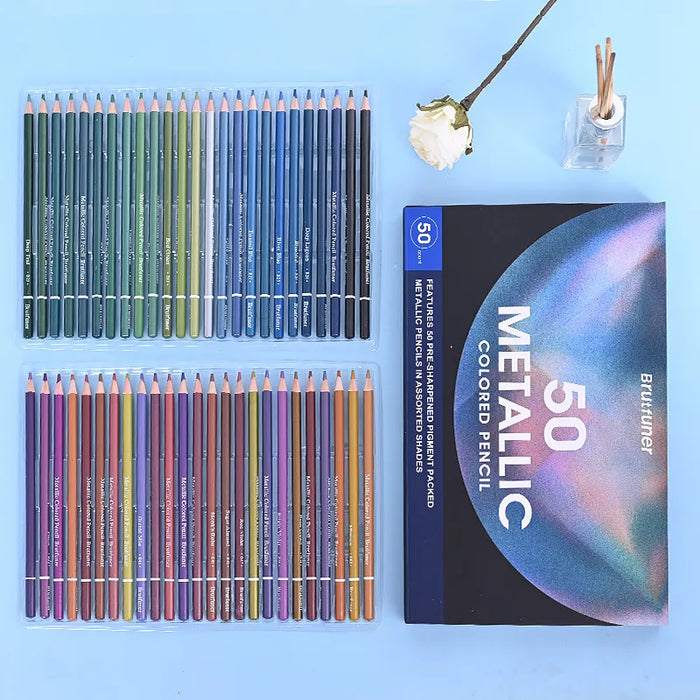 50 Pieces Metallic Coloured Pencils