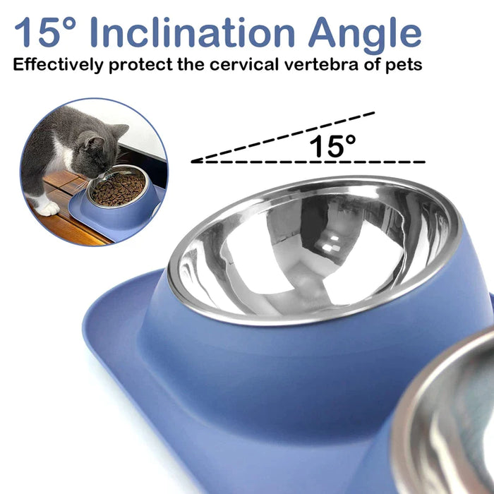 Stainless Steel Double Dog Bowl Anti Skid No Spill