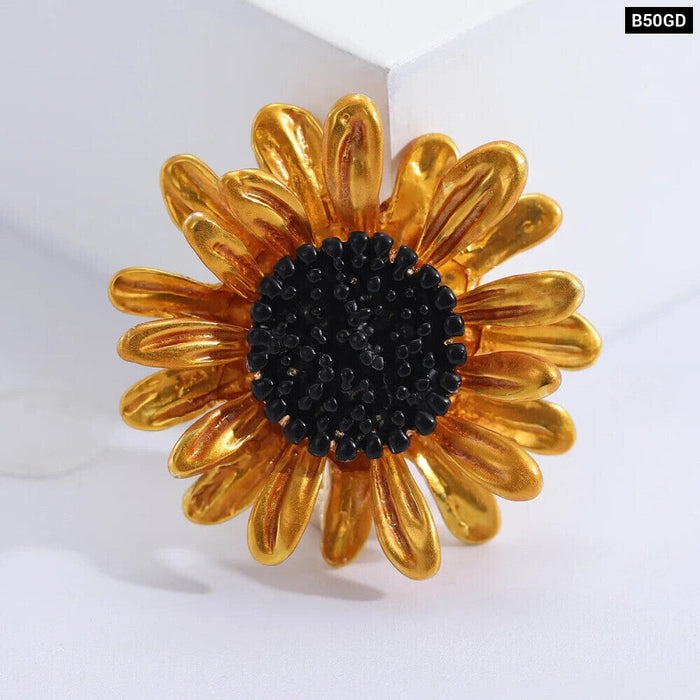 Sunflower Brooch Korean Fashion Enamel Pin For Casual Wear