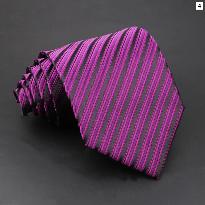 Purple Striped Necktie For Business Weddings And Daily Wear