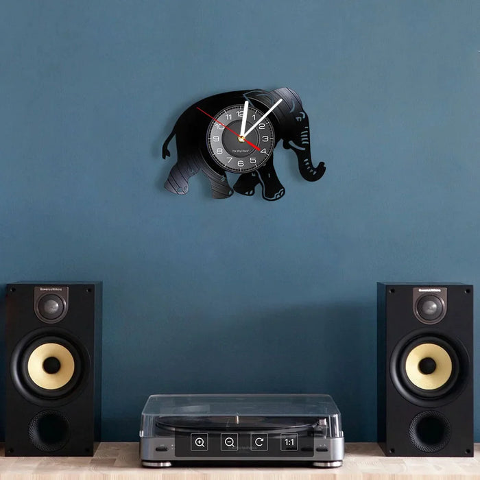 Elephant Vinyl Record Wall Clock