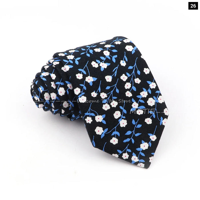 Blue Floral Cotton Ties For Weddings Business And Daily Wear