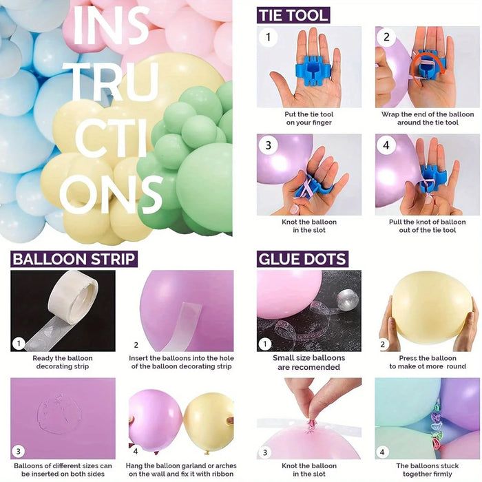 112Pcs Easter Balloons Garland Kit Shower Decoration Gender Reveal Wedding Party Rainbow Candy Birthday Colourful Background