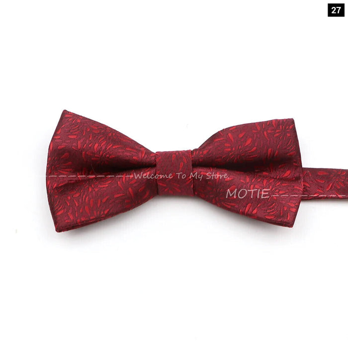 Floral Bowtie For Men Red Polyester Wedding Party Accessory