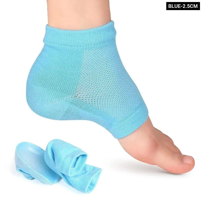 1 Pair Silicone Gel Heel Pad Socks With Invisible Height