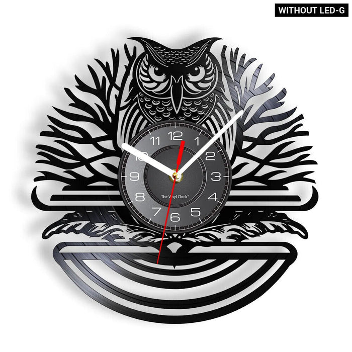 Vinyl Record Owl Wall Clock