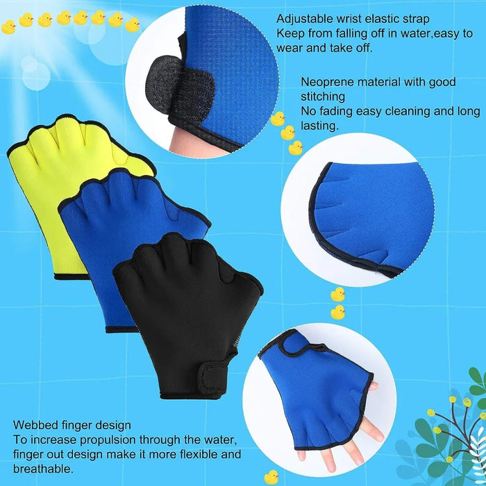 1 Pair Water Aerobics & Swimming Resistance Aqua Webbed Paddle Gloves For Men Women