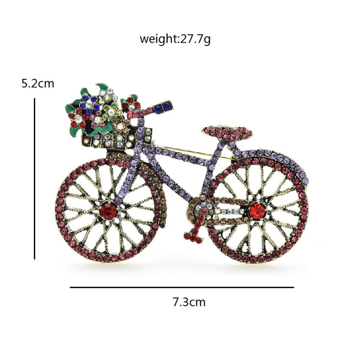 Bicycle Brooch 2 Colour Flower Bike Pin