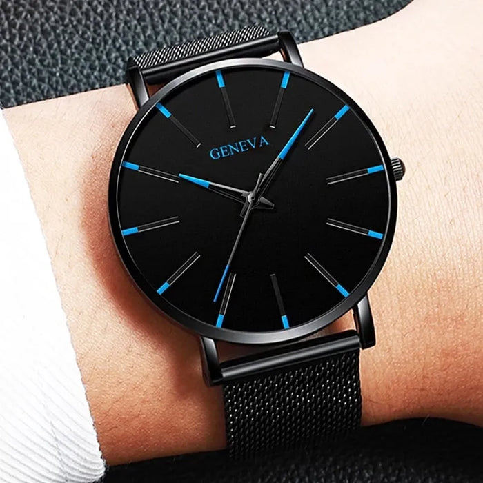 Minimalist Mens Fashion Ultra Thin Watches Simple Men Business Stainless Steel Mesh Belt Quartz Wrist Watch