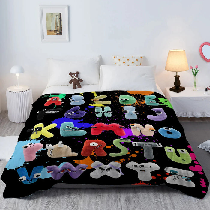 Colourful Alphabet Blanket Soft Flannel For Teens And Adults