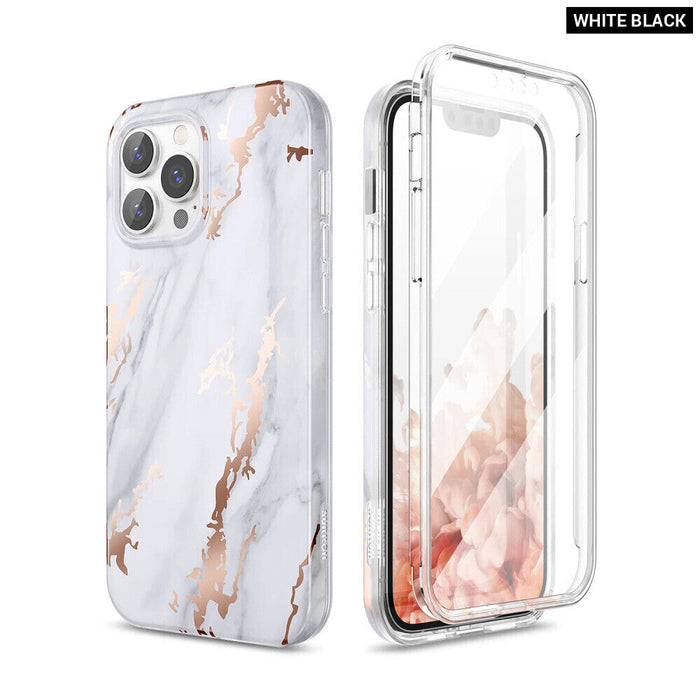 Marble Geometric Iphone 13 Pro Max Case Shockproof Cover With Screen Protector